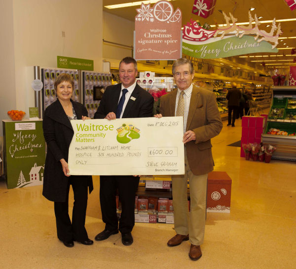 Presentation of cheque received from Waitrose Community Matters Scheme 2015